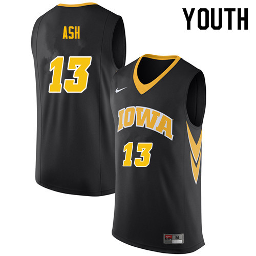Youth #13 Austin Ash Iowa Hawkeyes College Basketball Jerseys Sale-Black - Click Image to Close